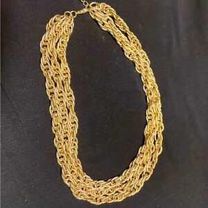 Multi-strand Goldtone Necklace, Triple Strand, 16” plus extender
